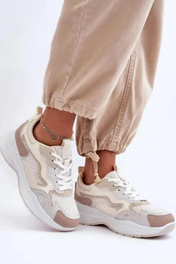 Online Damskie Buty Sportowe Sneakersy Na Platformie Beżowe Lomare Damskie Buty Sportowe Na Platformie|Sneakersy Damskie