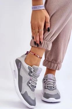 Big Star Shoes Damskie Buty Sportowe Sneakersy Big Star LL274371 Szare Szary