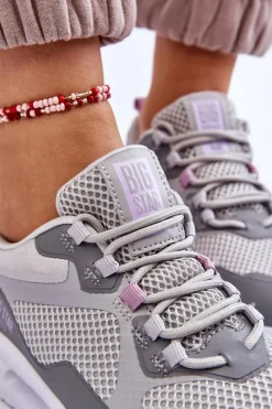 Big Star Shoes Damskie Buty Sportowe Sneakersy Big Star LL274371 Szare Szary