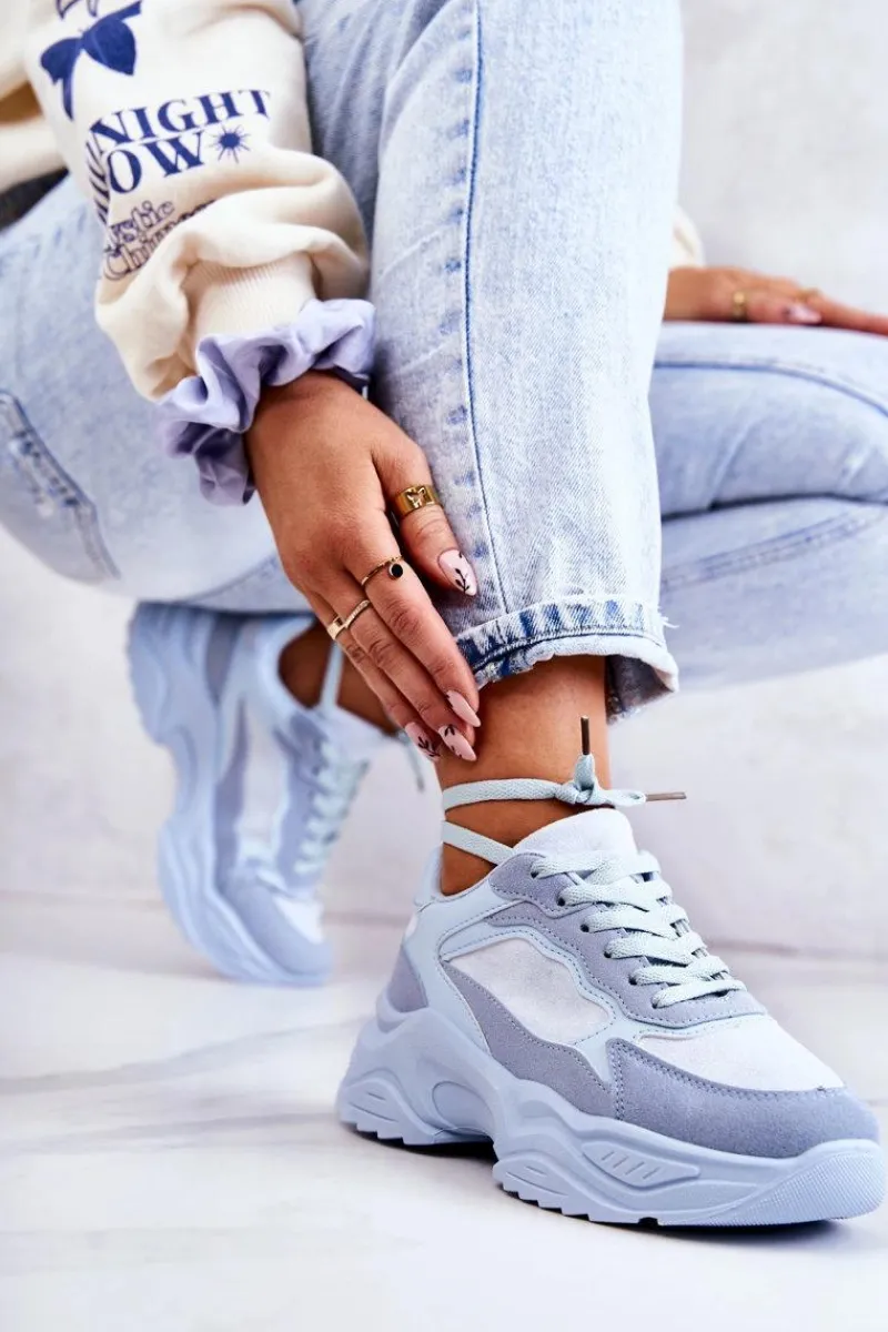 Sneakersy Damskie>Boto Damskie Buty Sportowe Sneakersy Niebieskie Bacaris
