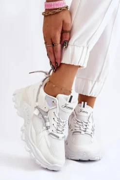 Best Damskie Buty Sportowe Sznurowane Na Platformie Białe Minea Damskie Sneakersy Damskie