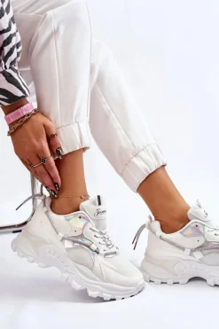 Best Damskie Buty Sportowe Sznurowane Na Platformie Białe Minea Damskie Sneakersy Damskie