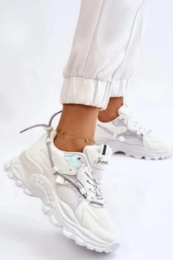 Best Damskie Buty Sportowe Sznurowane Na Platformie Białe Minea Damskie Sneakersy Damskie