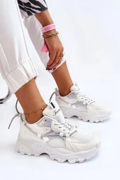 Best Damskie Buty Sportowe Sznurowane Na Platformie Białe Minea Damskie Sneakersy Damskie