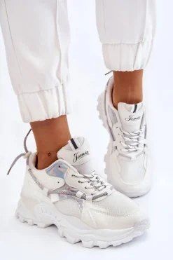 Best Damskie Buty Sportowe Sznurowane Na Platformie Białe Minea Damskie Sneakersy Damskie