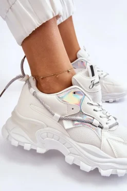Best Damskie Buty Sportowe Sznurowane Na Platformie Białe Minea Damskie Sneakersy Damskie