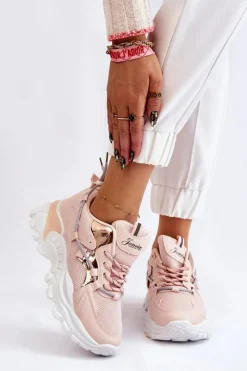 Online Boto Damskie Buty Sportowe Sznurowane Na Platformie Różowe Minea