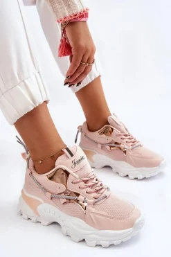 Online Boto Damskie Buty Sportowe Sznurowane Na Platformie Różowe Minea