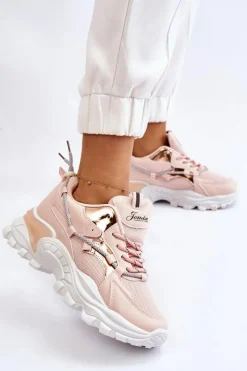 Online Boto Damskie Buty Sportowe Sznurowane Na Platformie Różowe Minea