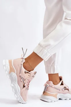 Online Boto Damskie Buty Sportowe Sznurowane Na Platformie Różowe Minea