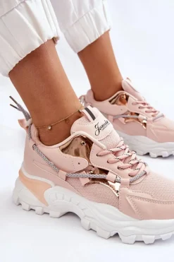 Online Boto Damskie Buty Sportowe Sznurowane Na Platformie Różowe Minea