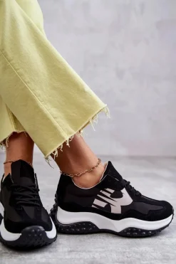 Online Buty damskie Vinceza Damskie Buty Sportowe Wiązane Czarne Tolea