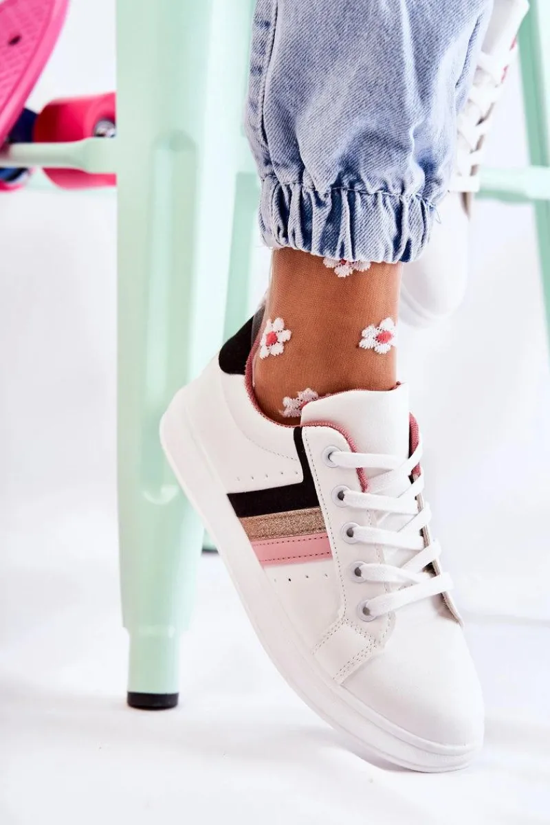 Sneakersy Damskie>Boto Damskie Buty Sportowe Wiązane Białe Renesme