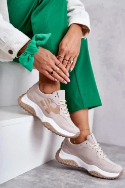 Clearance Buty damskie Vinceza Damskie Buty Sportowe Wiązane Beżowe Tolea