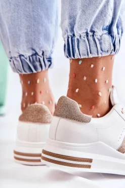 Sale Damskie Buty Sportowe Wiązane Białe Otylia Damskie Sneakersy Damskie