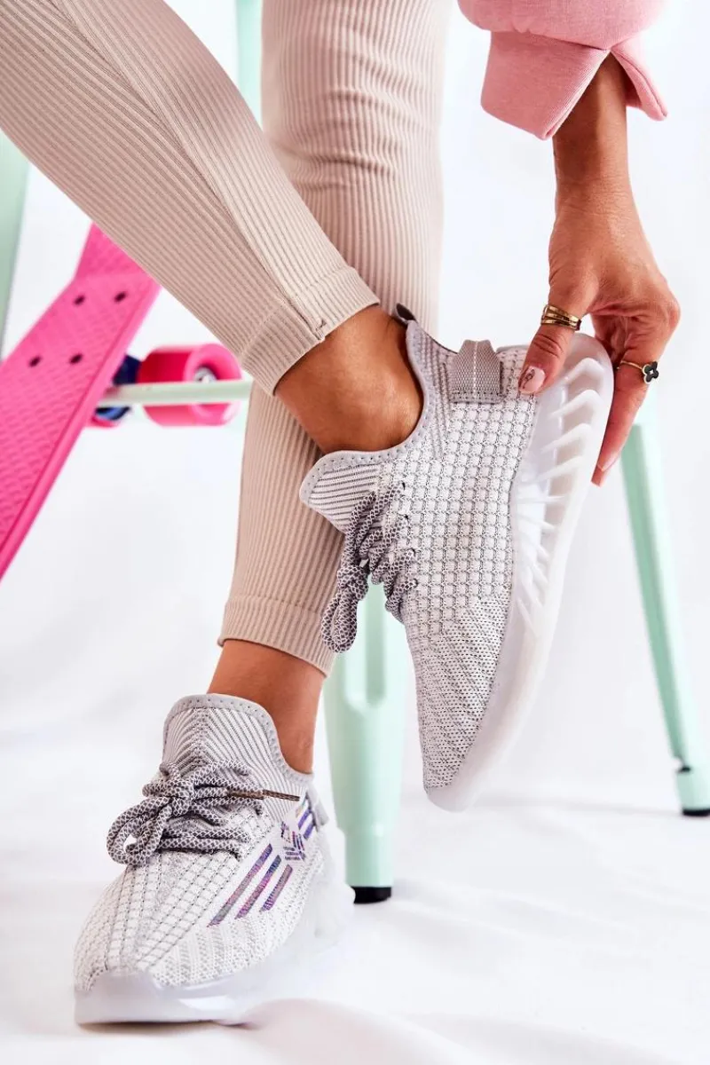 Sneakersy Damskie>Boto Damskie Buty Sportowe Wsuwane Szare Rokko