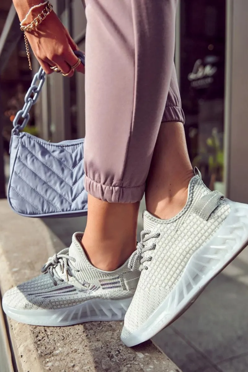 Sneakersy Damskie>Boto Damskie Buty Sportowe Wsuwane Szare Rokko