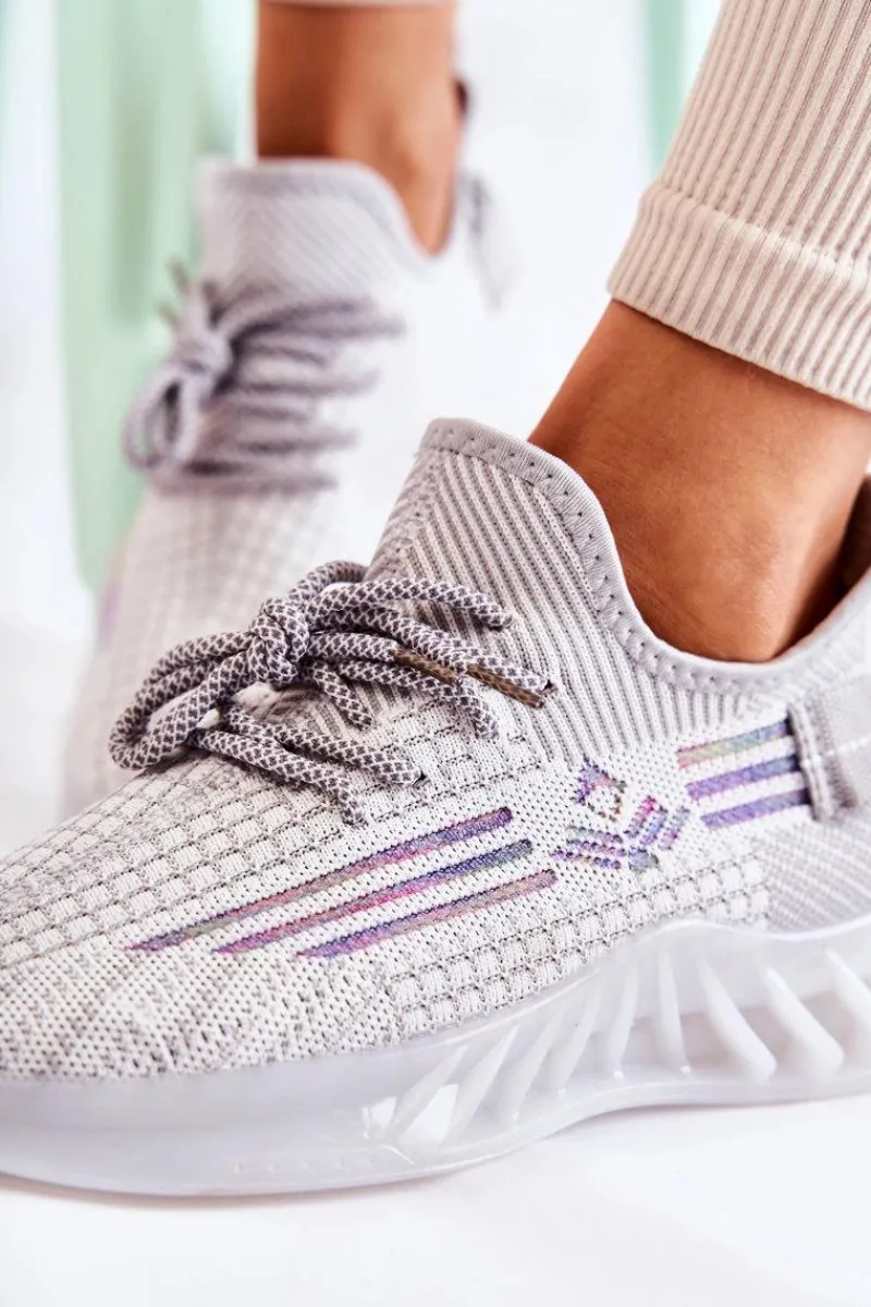 Sneakersy Damskie>Boto Damskie Buty Sportowe Wsuwane Szare Rokko