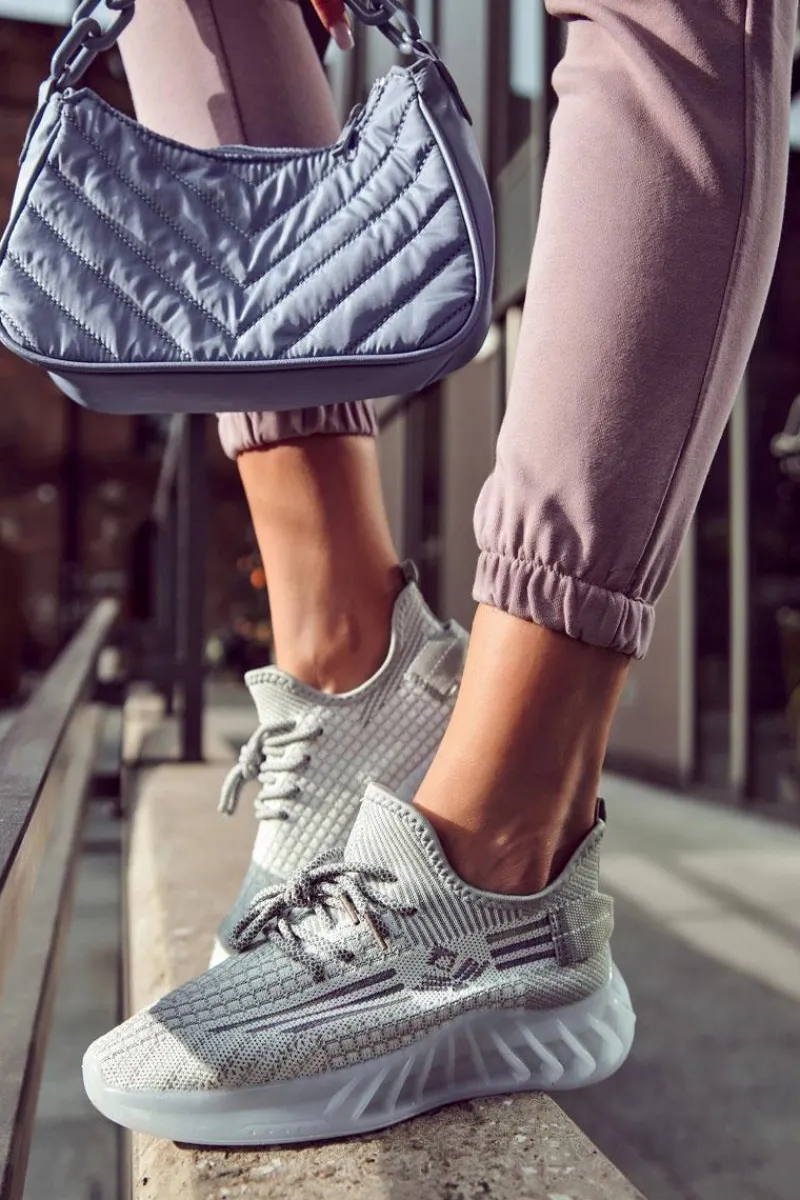 Sneakersy Damskie>Boto Damskie Buty Sportowe Wsuwane Szare Rokko