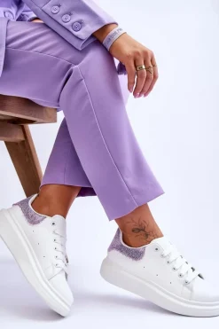 New Boto Damskie Buty Sportowe Z Ozdobnym Wzorem Biało-Fioletowe Delight