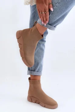 Damskie Buty Sportowe Ze Skarpetą Beżowe Zirila Damskie Sneakersy Damskie