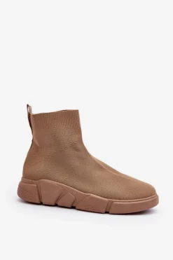 Damskie Buty Sportowe Ze Skarpetą Beżowe Zirila Damskie Sneakersy Damskie