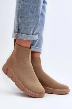 Damskie Buty Sportowe Ze Skarpetą Beżowe Zirila Damskie Sneakersy Damskie