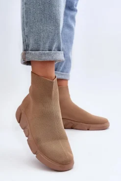 Damskie Buty Sportowe Ze Skarpetą Beżowe Zirila Damskie Sneakersy Damskie