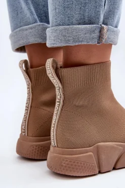 Damskie Buty Sportowe Ze Skarpetą Beżowe Zirila Damskie Sneakersy Damskie