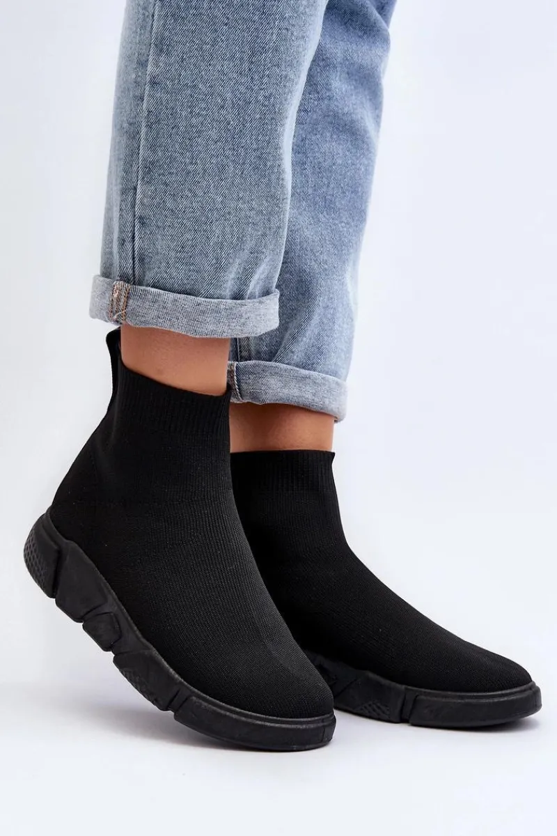 Sneakersy Damskie>Boto Damskie Buty Sportowe Ze Skarpetą Czarne Zirila