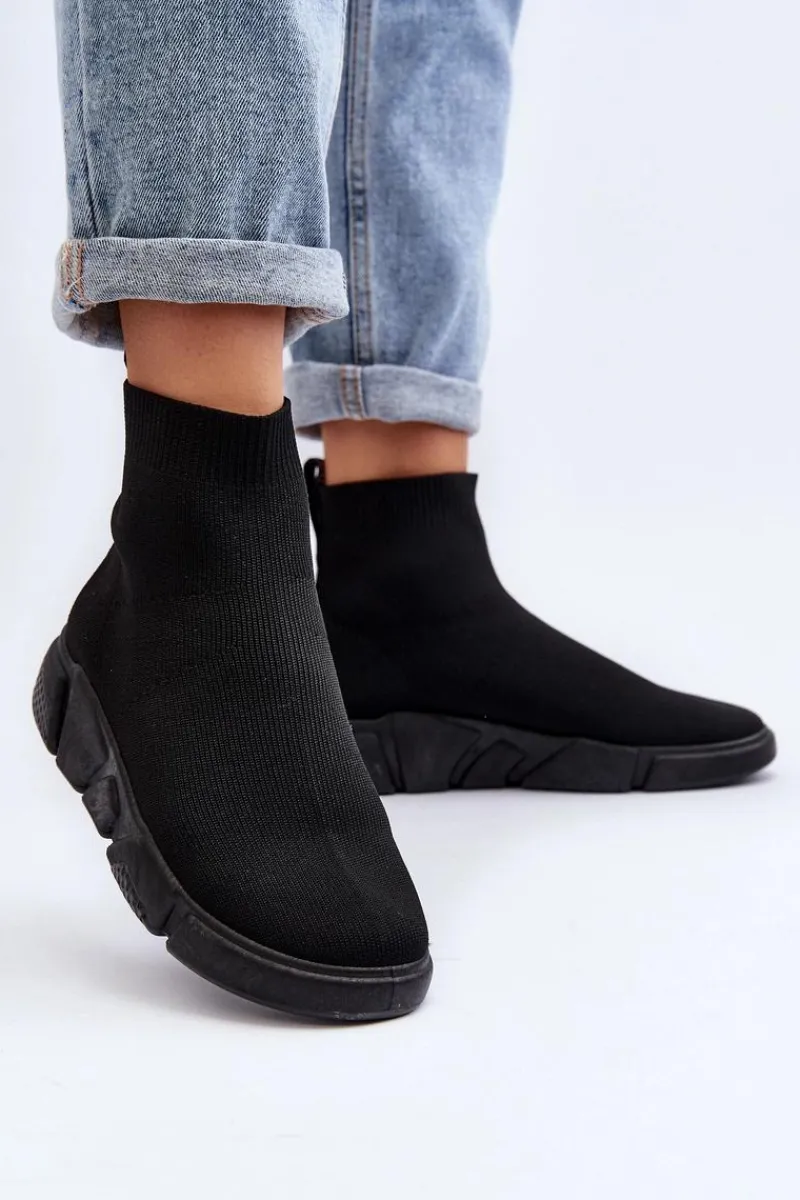 Sneakersy Damskie>Boto Damskie Buty Sportowe Ze Skarpetą Czarne Zirila
