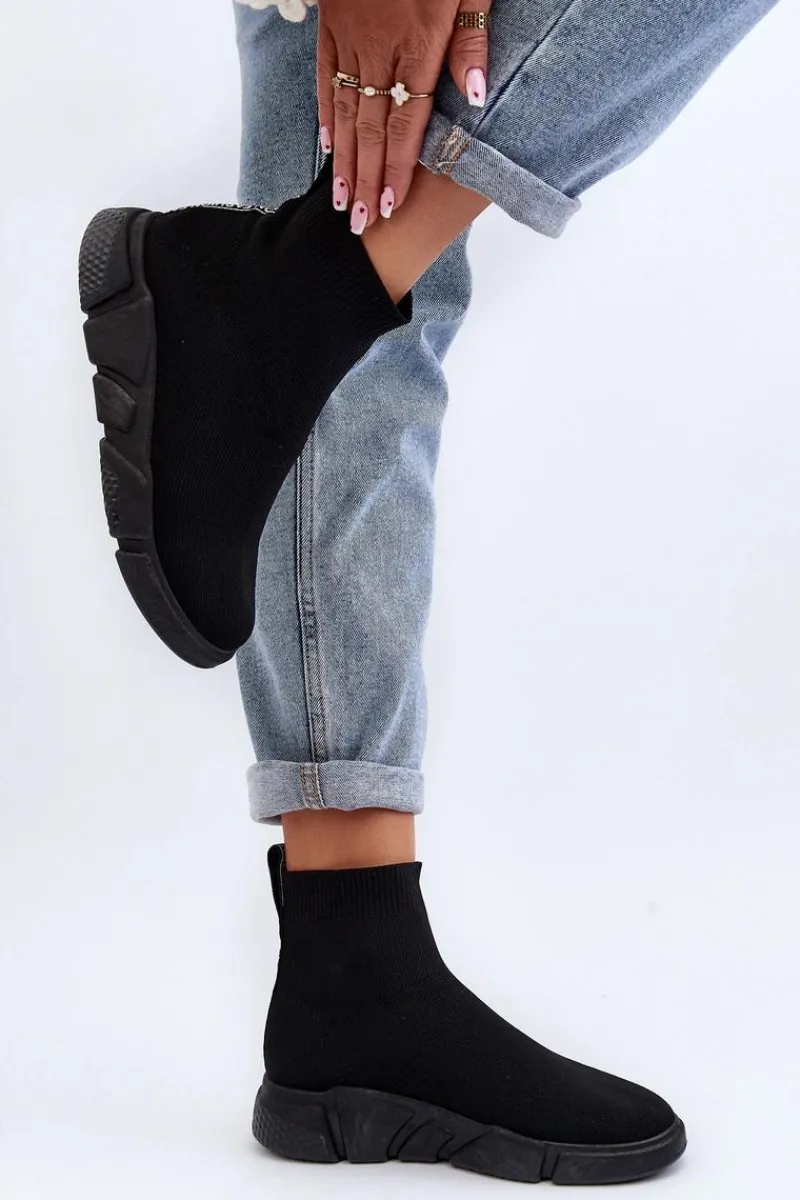 Sneakersy Damskie>Boto Damskie Buty Sportowe Ze Skarpetą Czarne Zirila