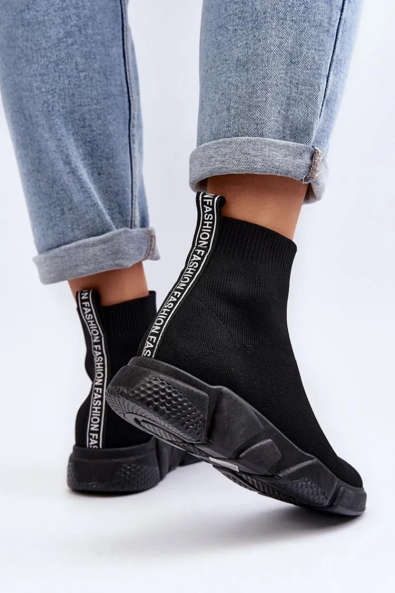 Sneakersy Damskie>Boto Damskie Buty Sportowe Ze Skarpetą Czarne Zirila