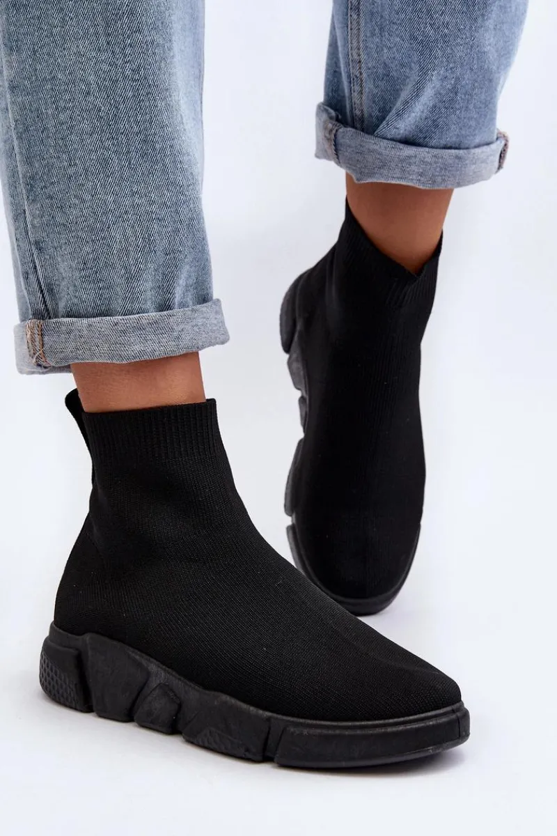 Sneakersy Damskie>Boto Damskie Buty Sportowe Ze Skarpetą Czarne Zirila