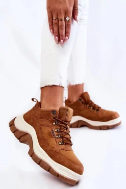 Best Big Star Shoes Damskie Buty Trekkingowe Trapery Memory Foam Big Star KK274362 Brązowe