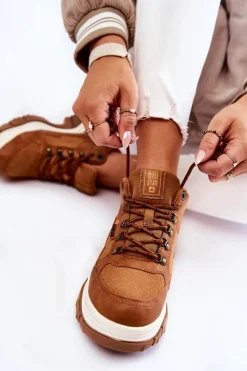 Best Big Star Shoes Damskie Buty Trekkingowe Trapery Memory Foam Big Star KK274362 Brązowe