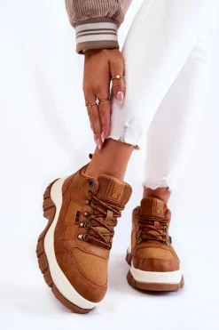 Best Big Star Shoes Damskie Buty Trekkingowe Trapery Memory Foam Big Star KK274362 Brązowe