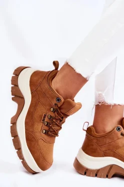 Best Big Star Shoes Damskie Buty Trekkingowe Trapery Memory Foam Big Star KK274362 Brązowe