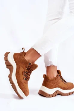 Best Big Star Shoes Damskie Buty Trekkingowe Trapery Memory Foam Big Star KK274362 Brązowe