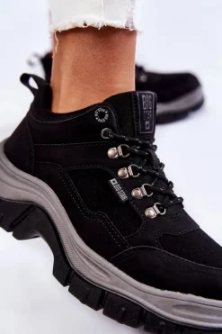 Outlet Damskie Buty Trekkingowe Trapery Memory Foam Big Star KK274364 Czarne Damskie Trekkingowe Damskie|Damskie Trapery