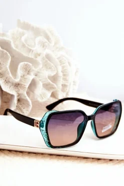 Sale Damskie Cieniowane Okulary Przeciwsłoneczne UV400 Czarno-Niebieskie Okulary