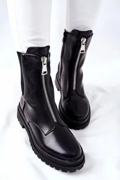 Czarne Botki|Botki Zimowe Damskie><noscript><img width=