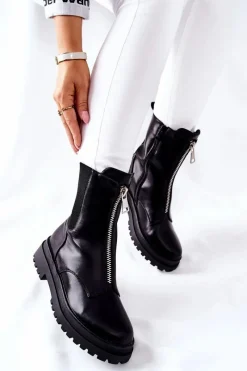 Czarne Botki|Botki Zimowe Damskie><noscript><img width=