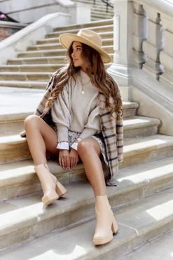 Botki Na Słupku|Czarne Botki>Boto Damskie Ciepłe Botki Kwadratowy Słupek Beżowe Closer