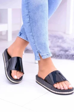 Clearance Boto Damskie Czarne Klapki z Dżetami Mirock