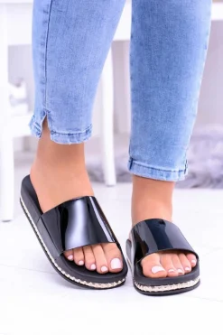 Clearance Boto Damskie Czarne Klapki z Dżetami Mirock