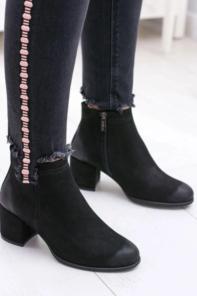 Botki Na Słupku|Botki Zimowe Damskie>Boto Damskie Czarne Skórzane Botki Na Słupku Nicole
