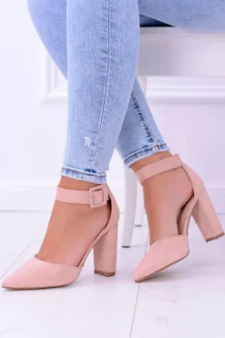 Sale Boto Damskie Czółenka Na Słupku Zamszowe Różowe Harinta