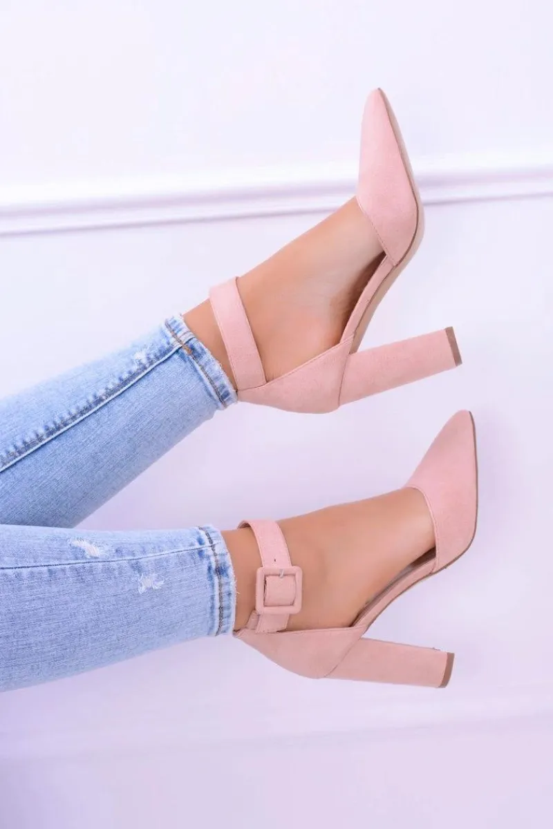 Sale Boto Damskie Czółenka Na Słupku Zamszowe Różowe Harinta