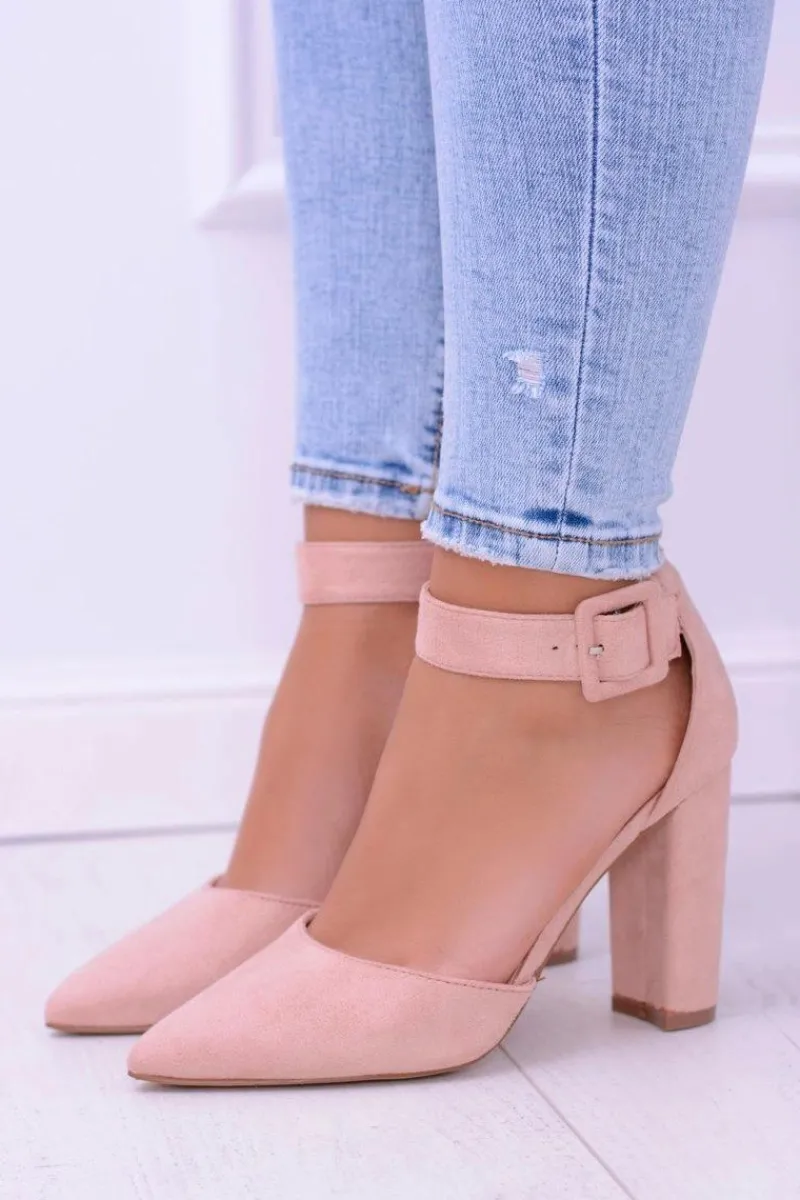 Sale Boto Damskie Czółenka Na Słupku Zamszowe Różowe Harinta